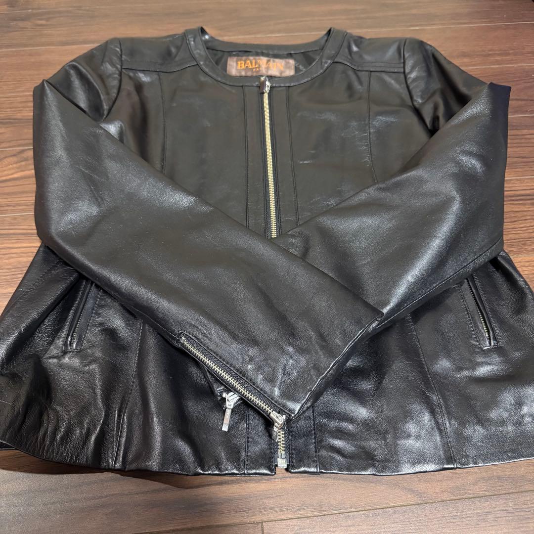 BALMAIN バルマン ラムレザー ジャケット シングルライダース 13号