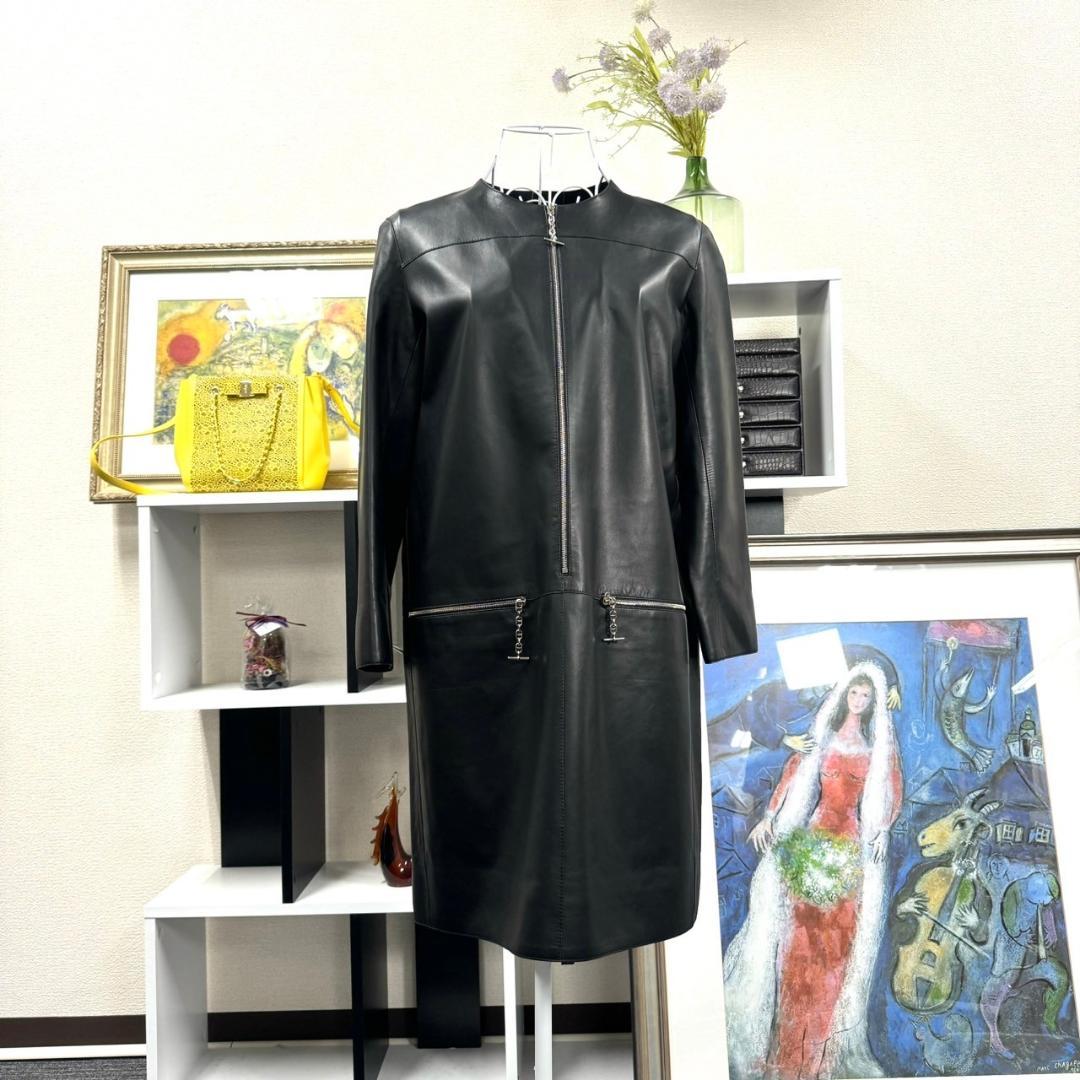 美品 HERMES シェーヌダンクル 34 レザーワンピース