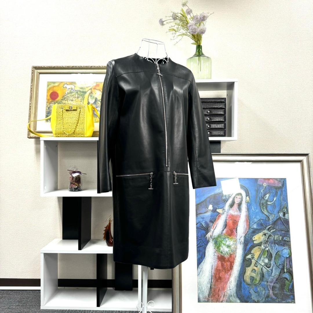 美品 HERMES シェーヌダンクル 34 レザーワンピース