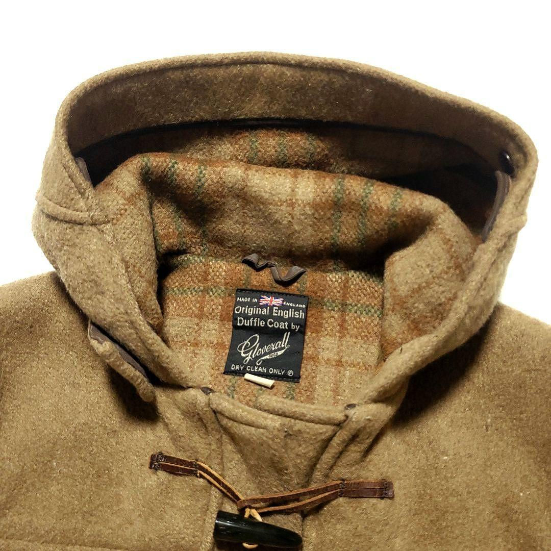 グローバーオール　ダッフルコート チェック 大きいサイズ イギリス製 キャメル