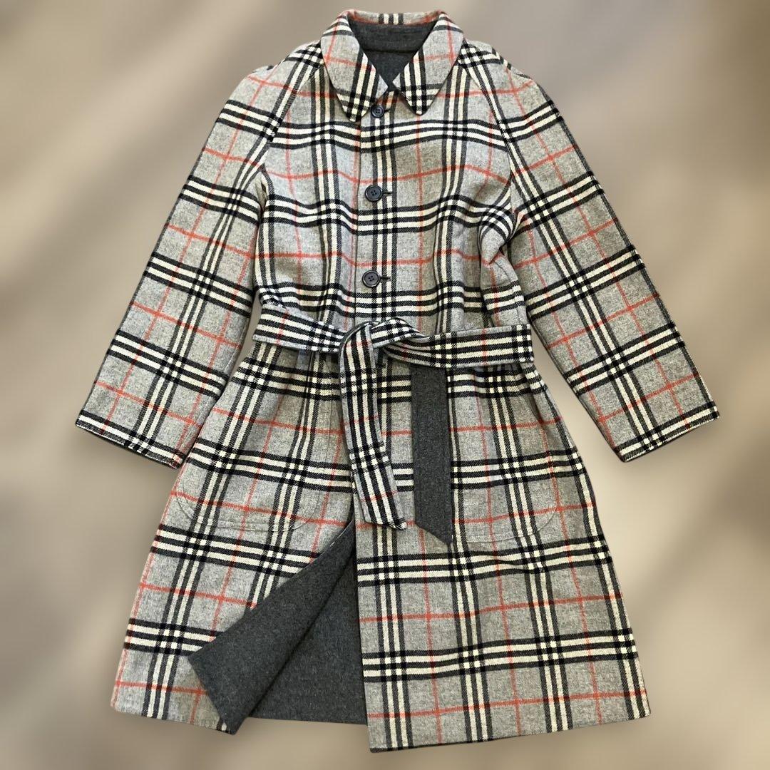 BURBERRYS バーバリーズ　リバーシブルコート チェック　グレー　ベルト付