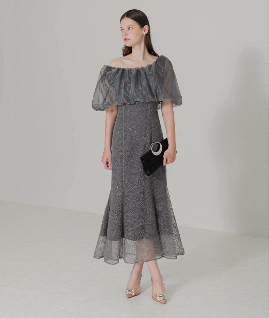 b*u様 LEJA 2WAYオフショルダーパフスリーブバリエマーメイドワンピース