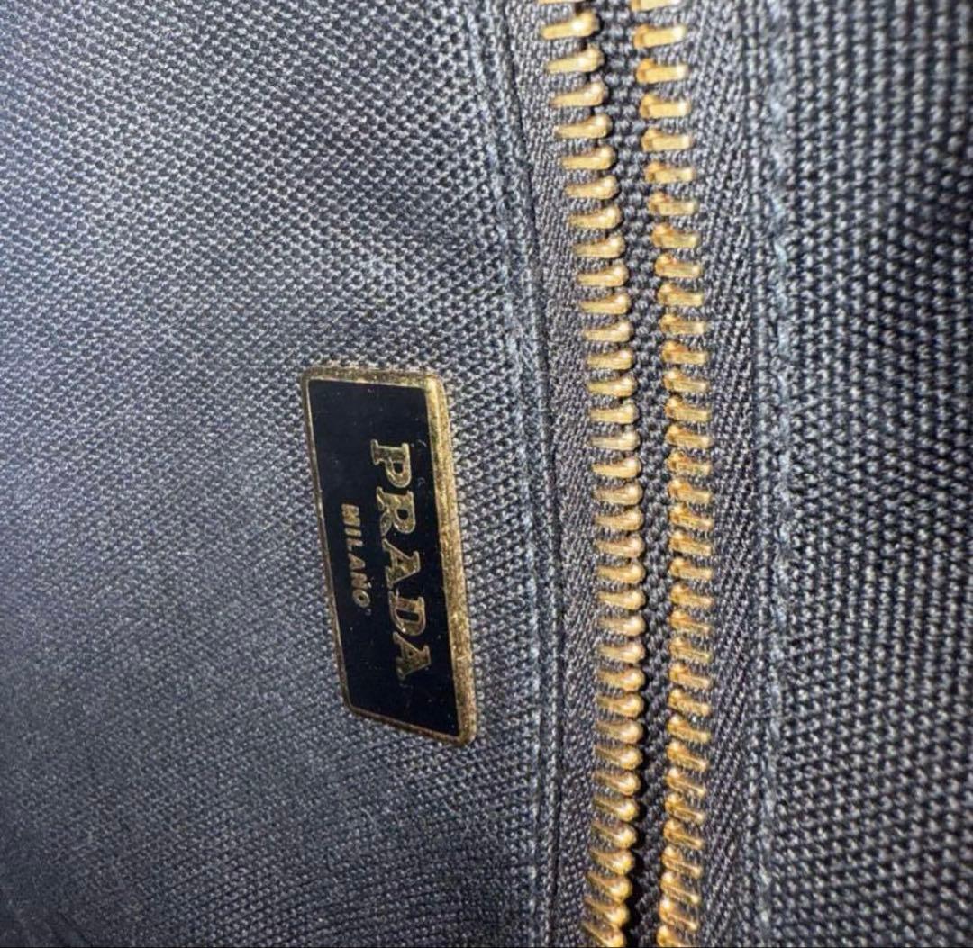 PRADA ラタン トートバッグ ベージュ/ブラック　1BG835