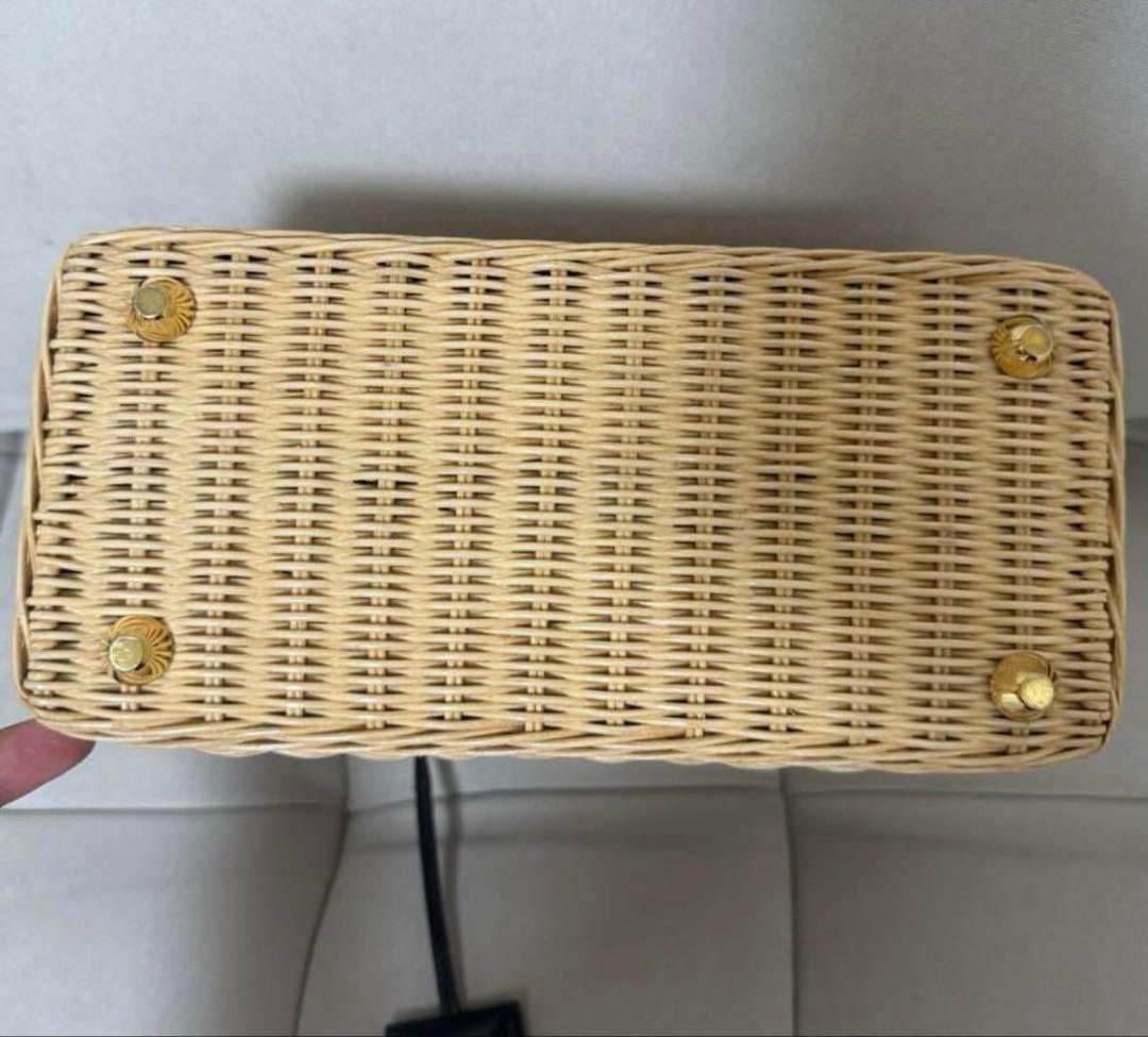 PRADA ラタン トートバッグ ベージュ/ブラック　1BG835