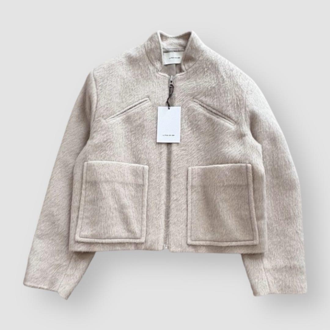 LA PEAU DE GEM シャギー ジップブルゾン ページュ F