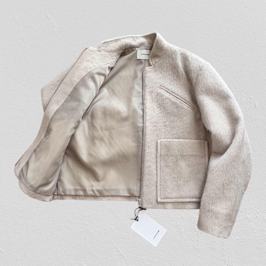 LA PEAU DE GEM シャギー ジップブルゾン ページュ F
