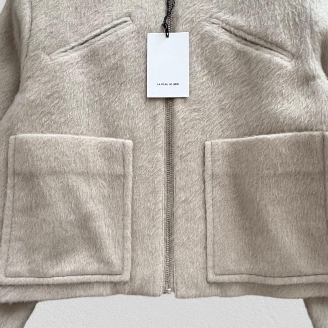 LA PEAU DE GEM シャギー ジップブルゾン ページュ F