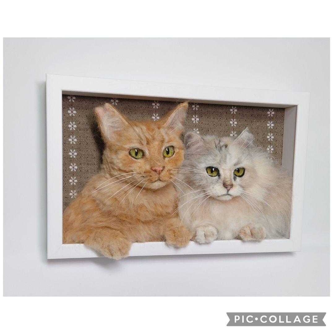 羊毛フェルト　猫　ハンドメイド　【しましま】