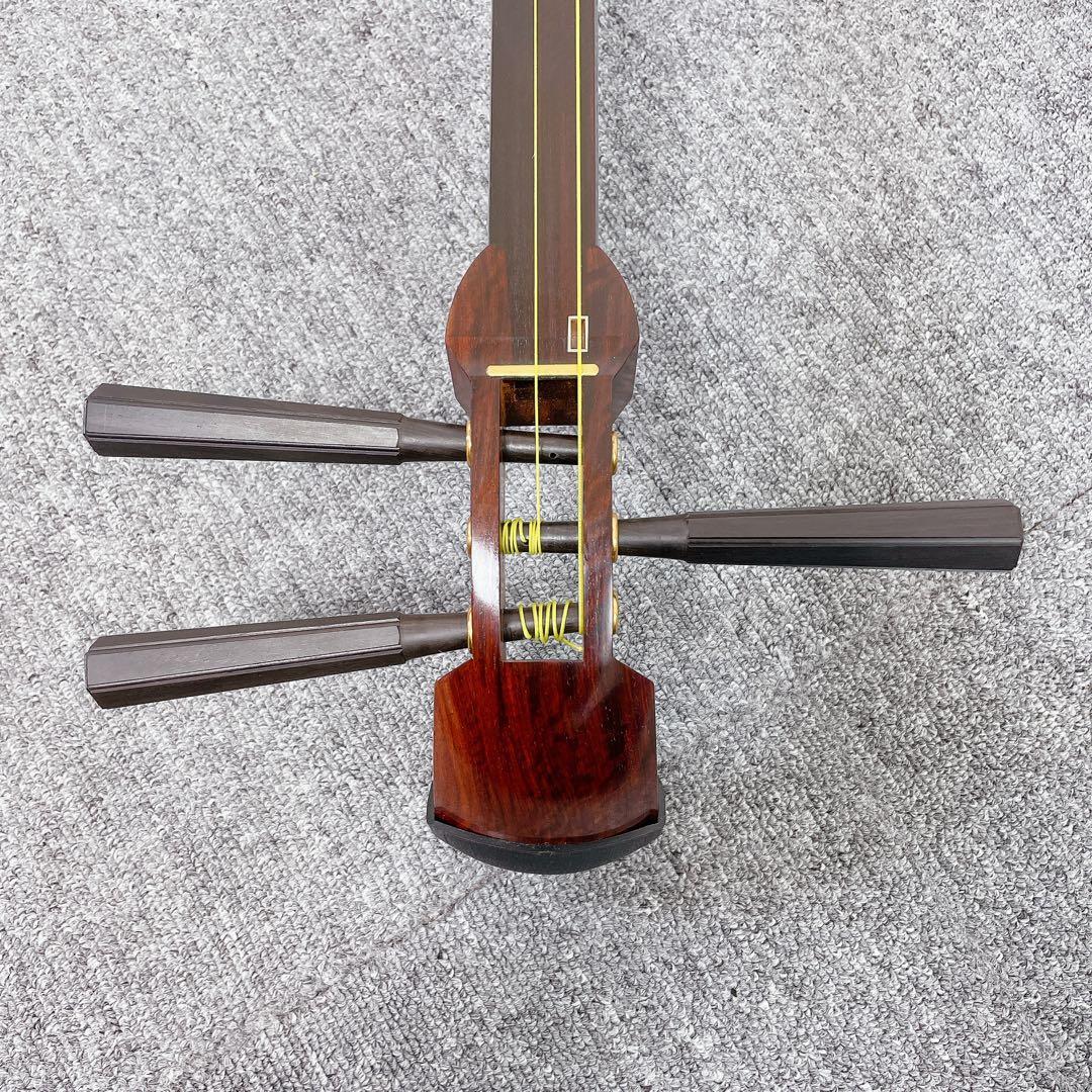 三味線 金細 中棹 二本溝 綾杉彫り 紅木 東さわり 銀細 和楽器