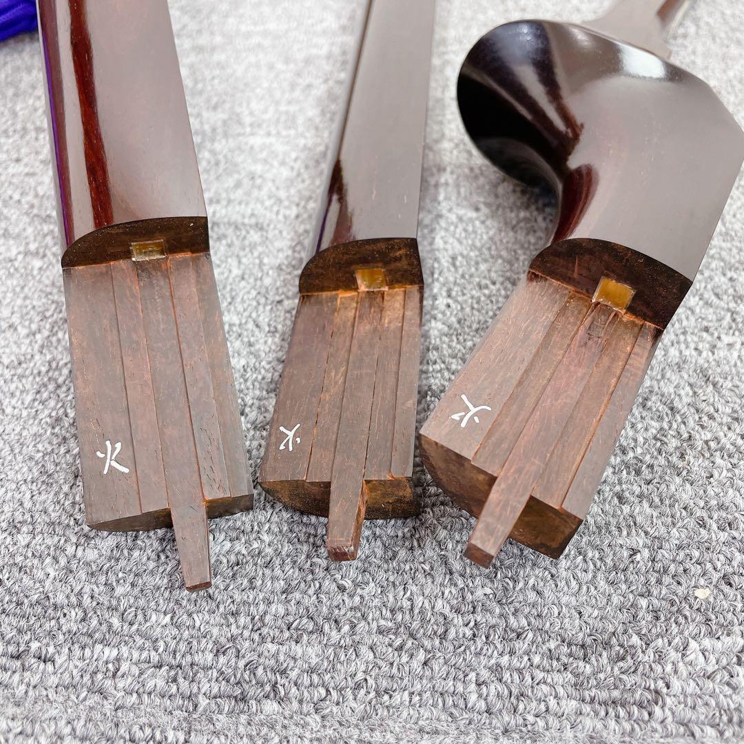 三味線 金細 中棹 二本溝 綾杉彫り 紅木 東さわり 銀細 和楽器