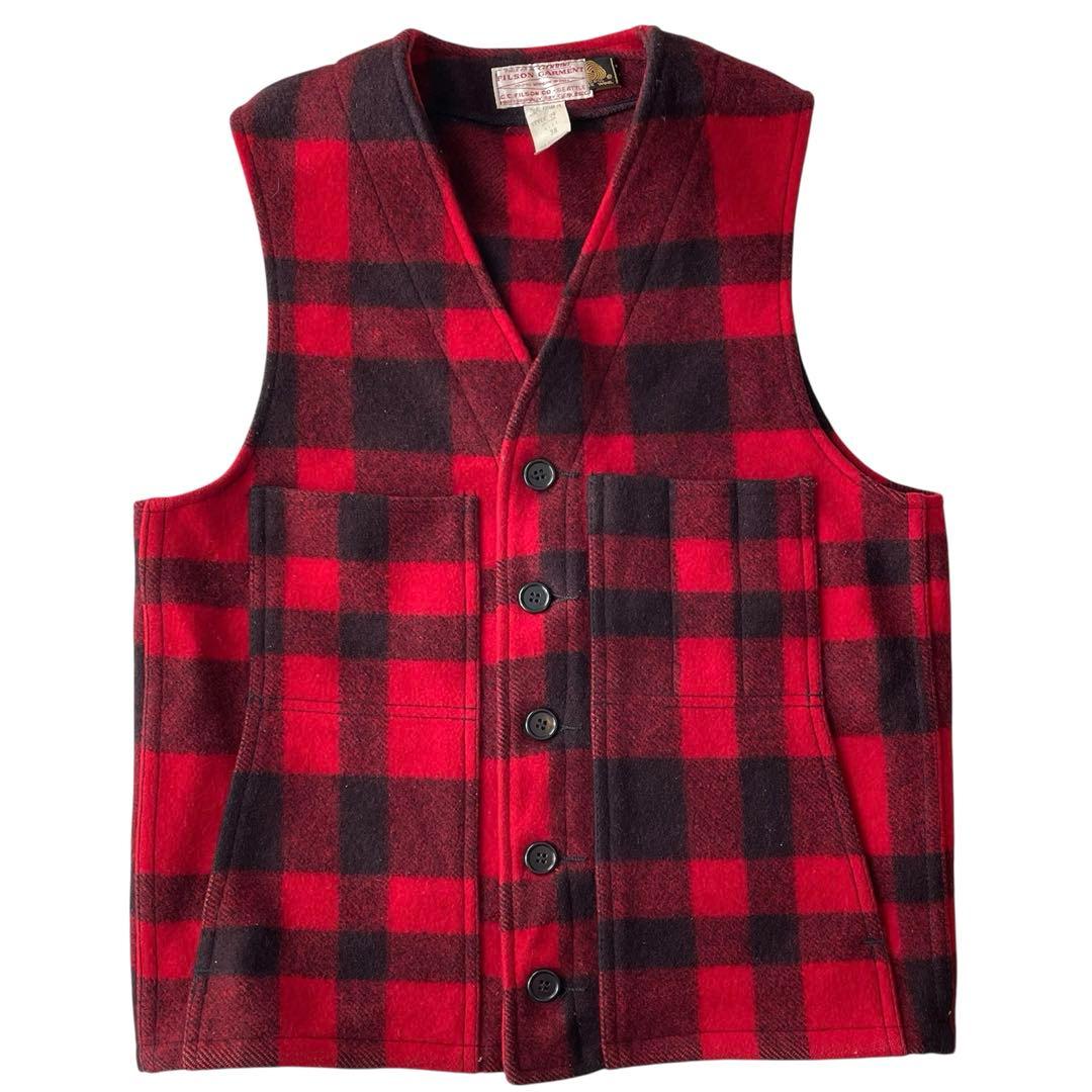 FILSON フィルソン ウールベスト USA製 赤黒チェック 38