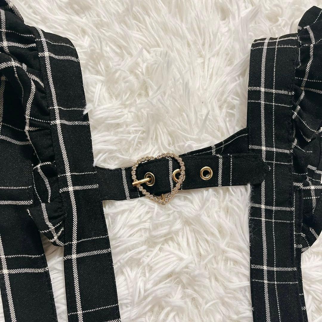 【LIZLISA 】レースアップサスペンダー付スカパン チェック