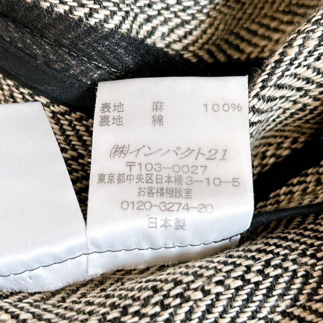 ラルフローレン⁂テーラードジャケット　ヘリンボーン　リネン　シェルボタン　M