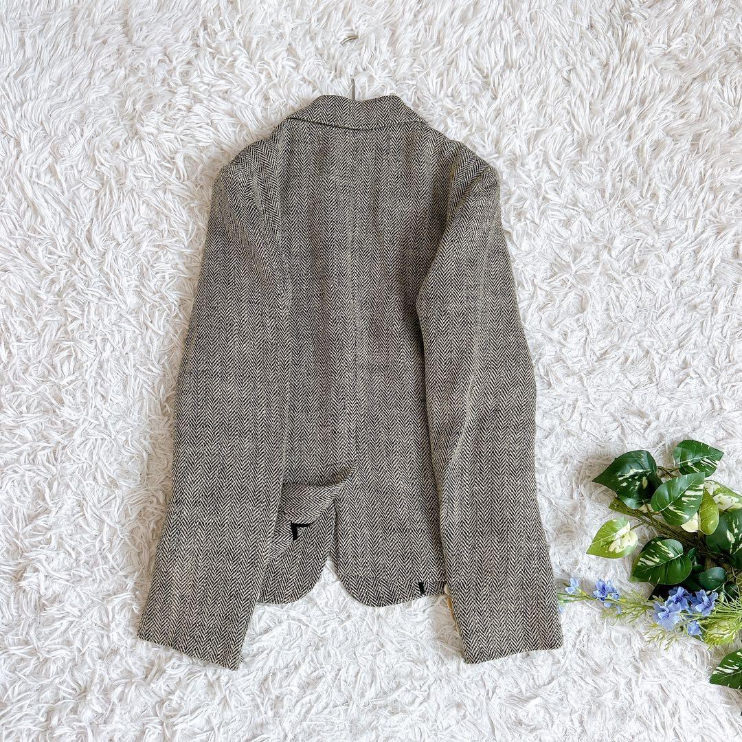 ラルフローレン⁂テーラードジャケット　ヘリンボーン　リネン　シェルボタン　M