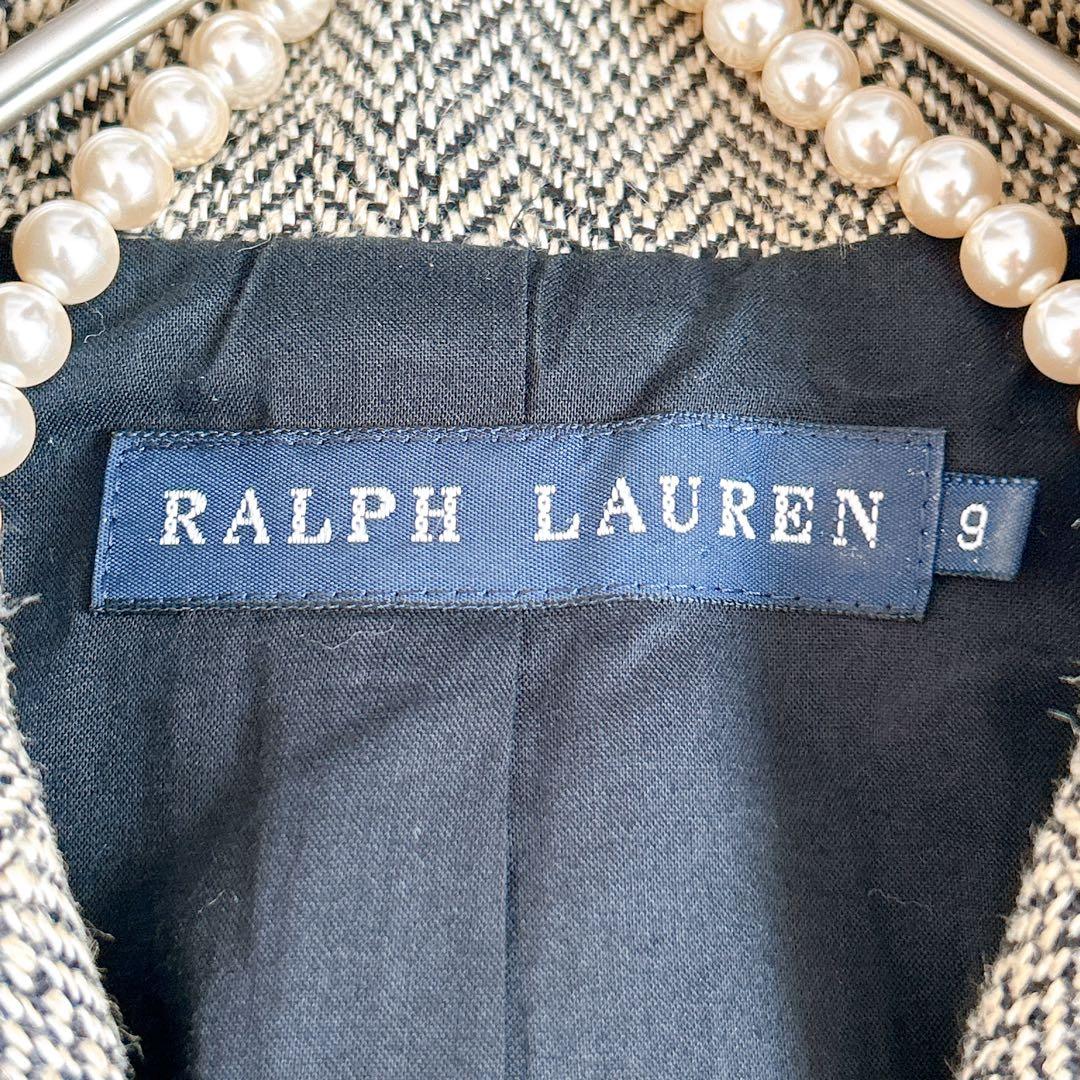 ラルフローレン⁂テーラードジャケット　ヘリンボーン　リネン　シェルボタン　M