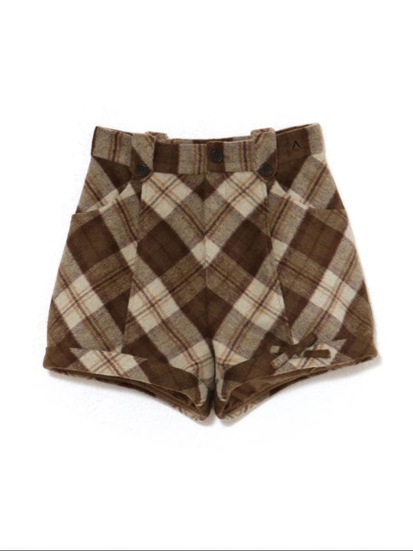 パンツ andmary Ribbon check mini pants beige S