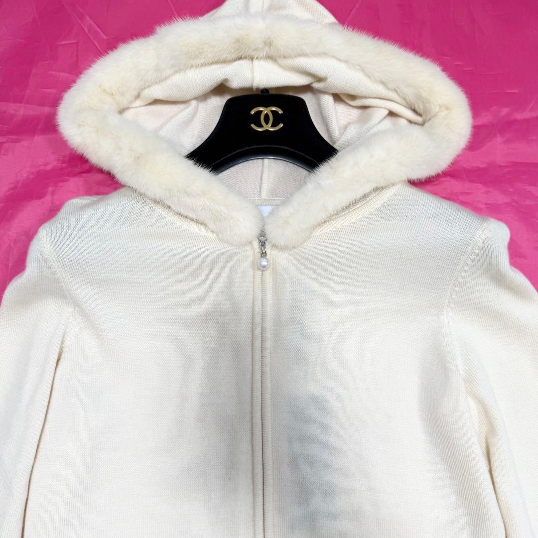 【美品✨】ルネ コペンハーゲンミンク カシミヤ混 パールジップ フーディー　36