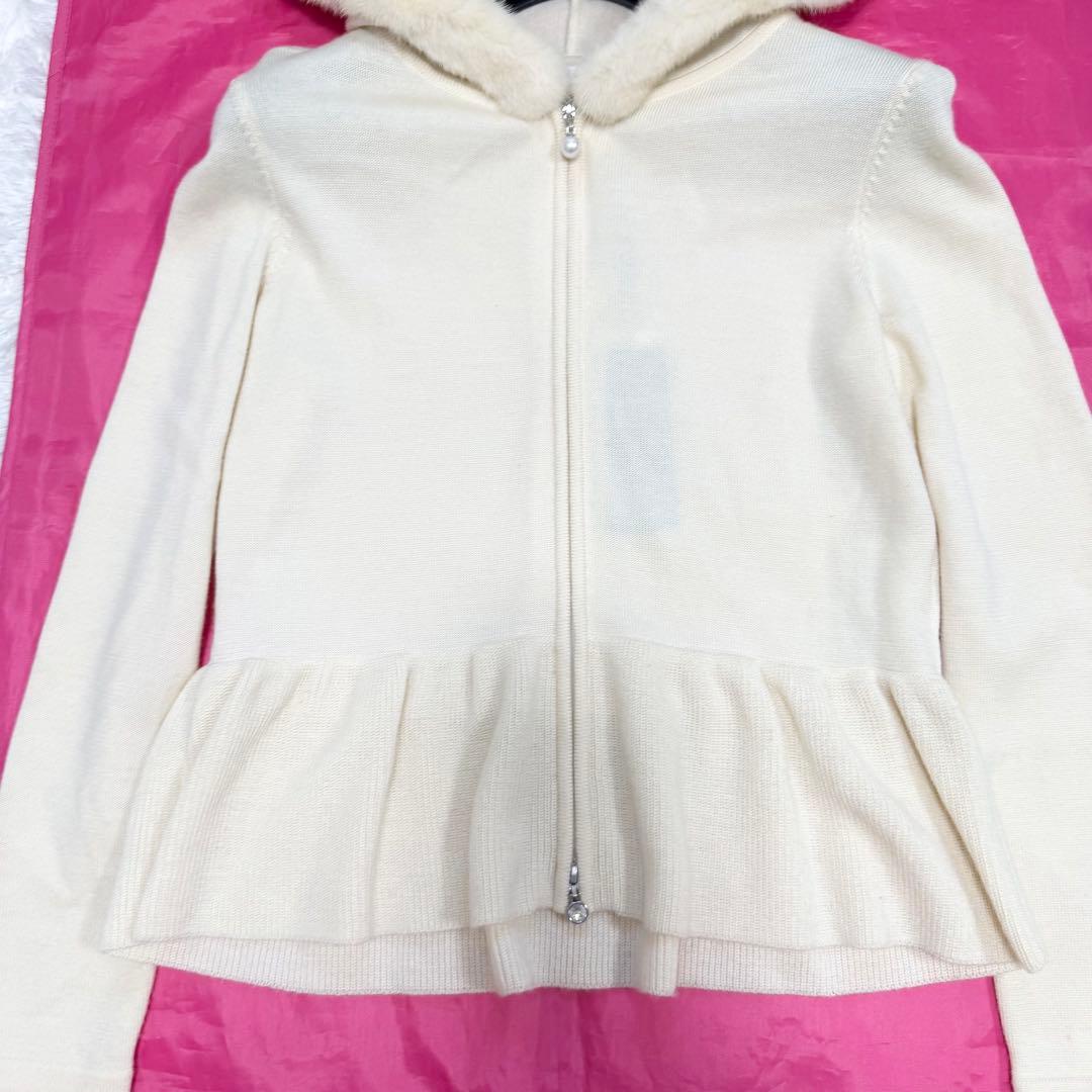 【美品✨】ルネ コペンハーゲンミンク カシミヤ混 パールジップ フーディー　36