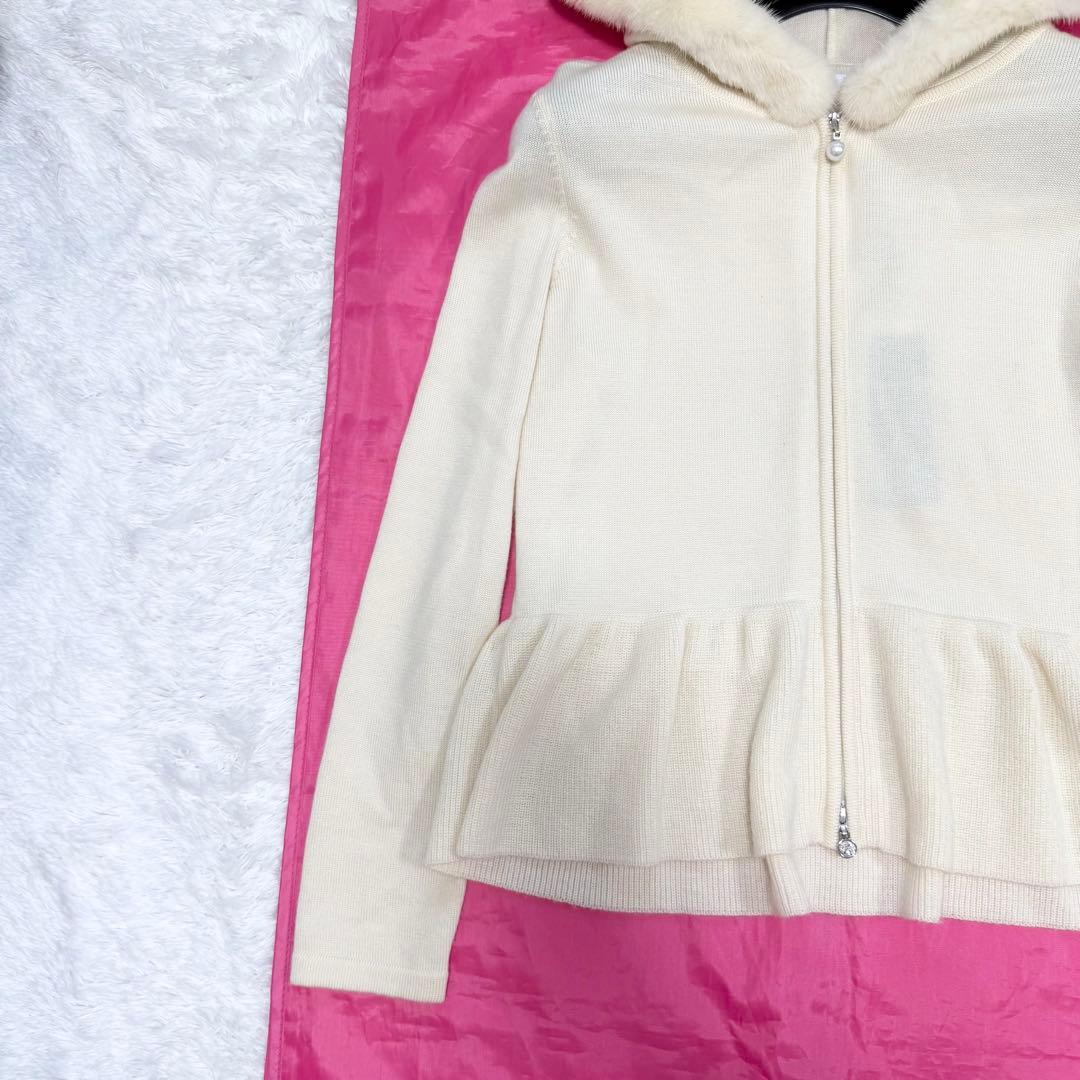 【美品✨】ルネ コペンハーゲンミンク カシミヤ混 パールジップ フーディー　36