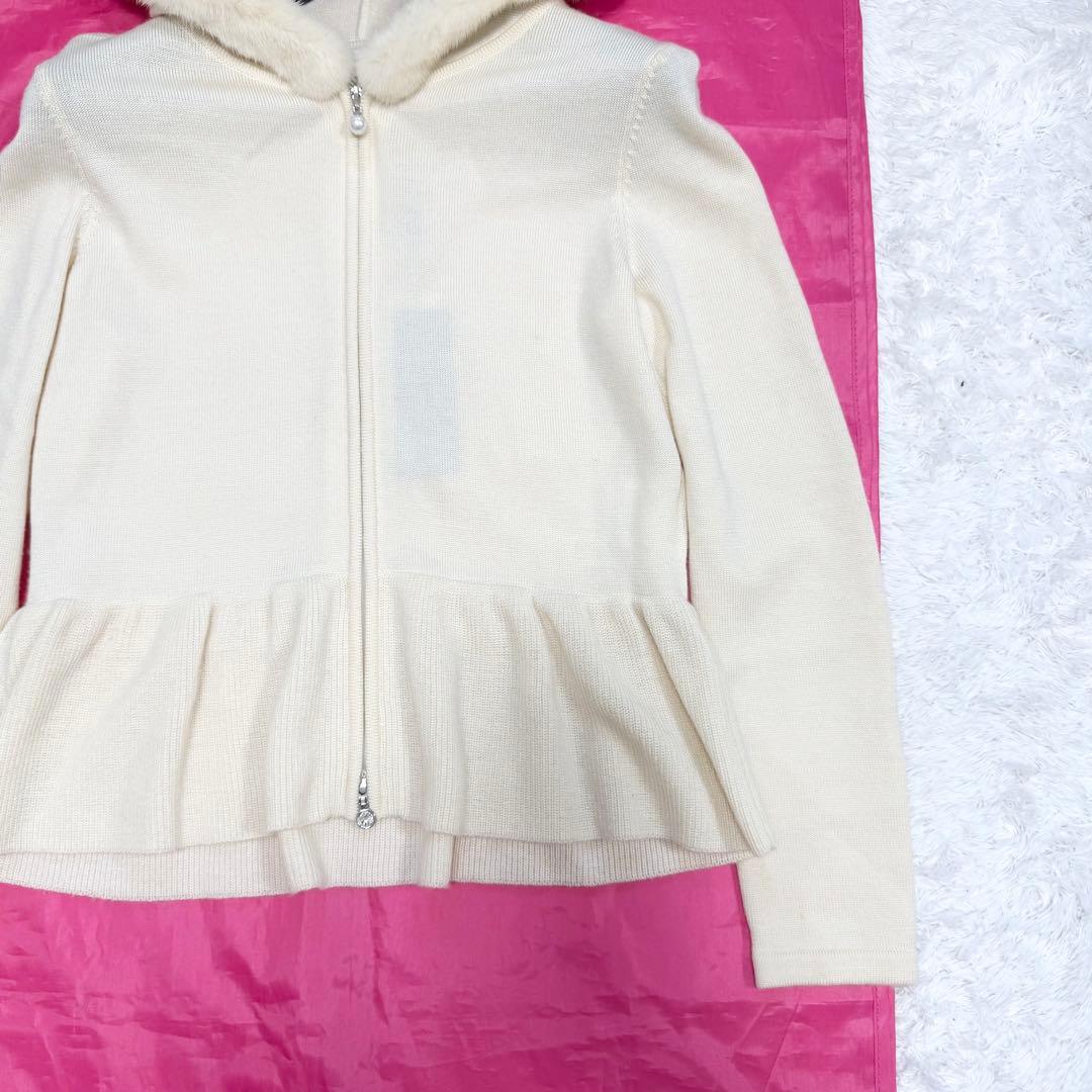 【美品✨】ルネ コペンハーゲンミンク カシミヤ混 パールジップ フーディー　36
