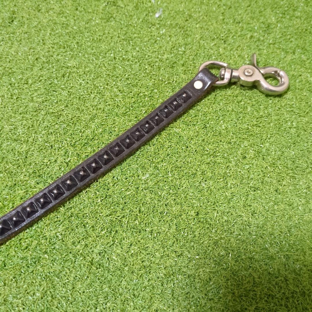 【週末値下】HTC ブラックレザー ウォレットチェーン スタッズ付き