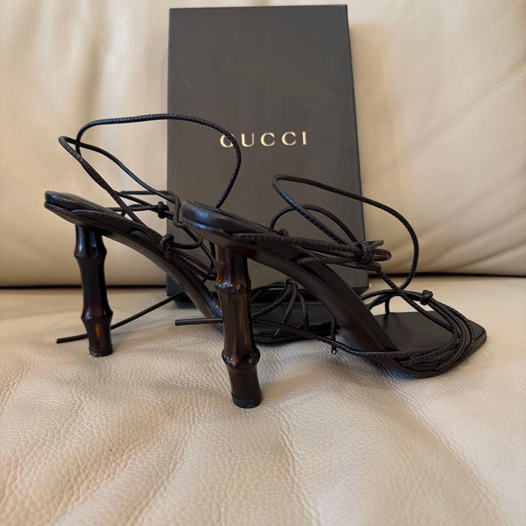 【美品】GUCCI バンブー　ブラック ストラップサンダル　サイズ7 1/2