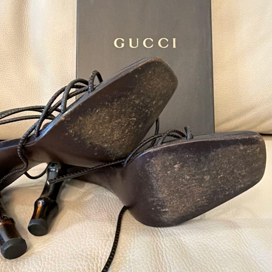 【美品】GUCCI バンブー　ブラック ストラップサンダル　サイズ7 1/2
