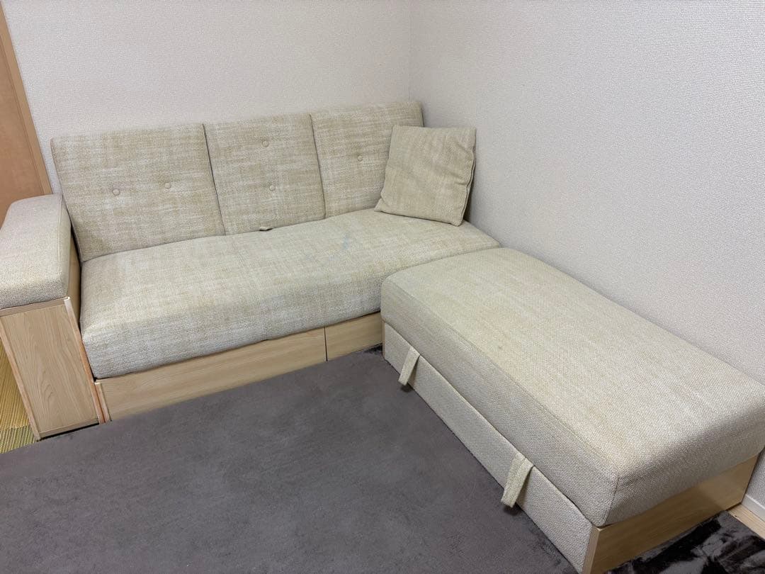 ※【ライオネル】収納付き3人掛け多機能ソファのみ