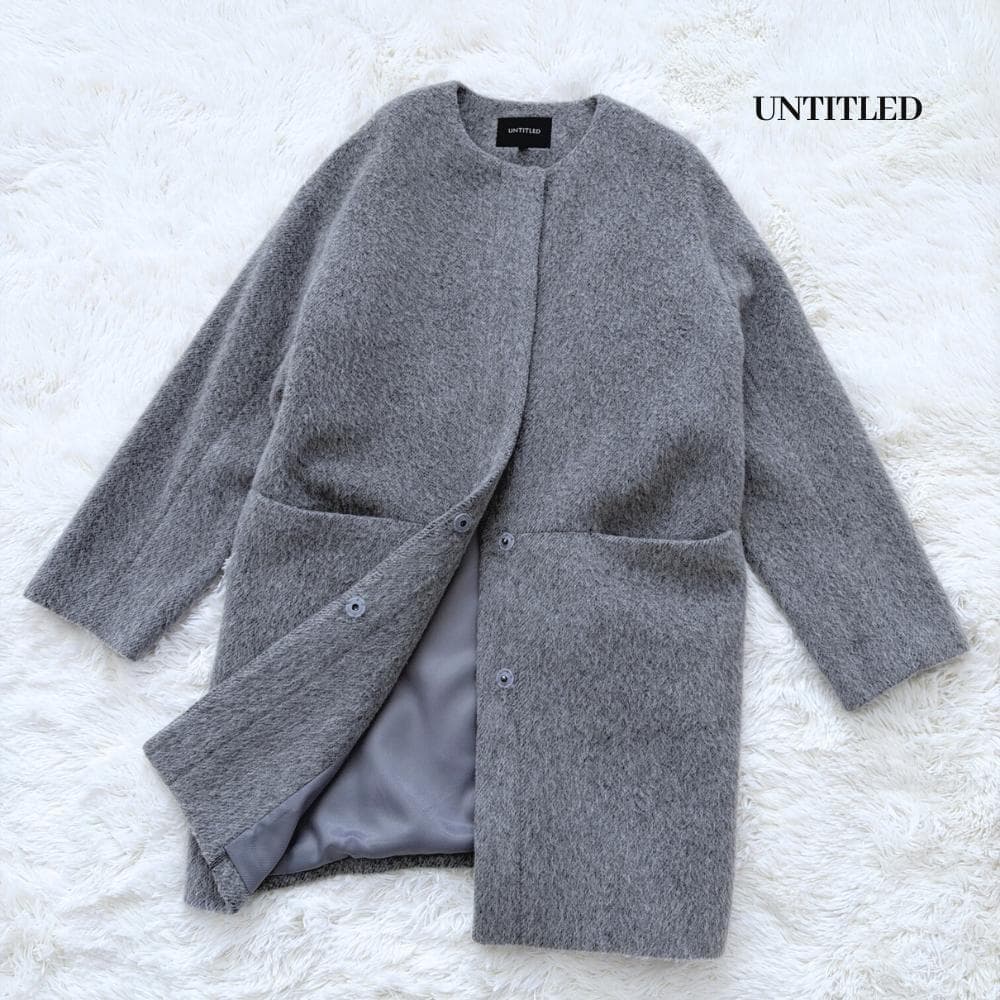 最終値下げ　アンタイトル　アンゴラ混ノーカラーコート　2LT　定価6万以上