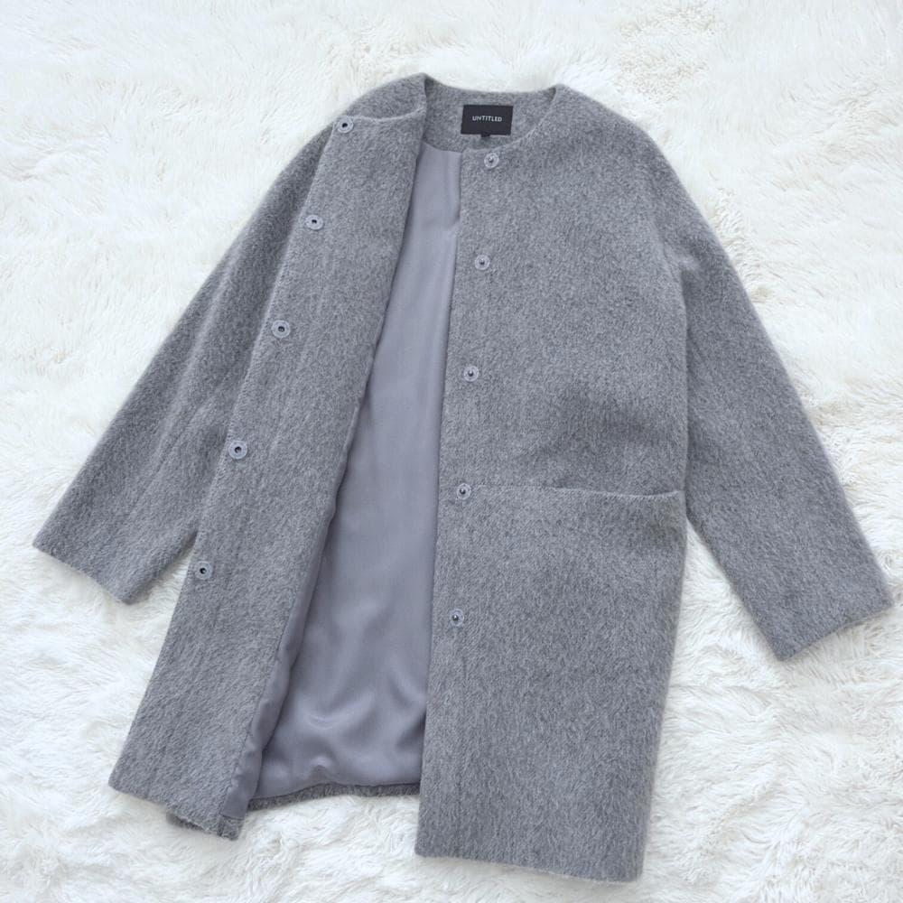 最終値下げ　アンタイトル　アンゴラ混ノーカラーコート　2LT　定価6万以上