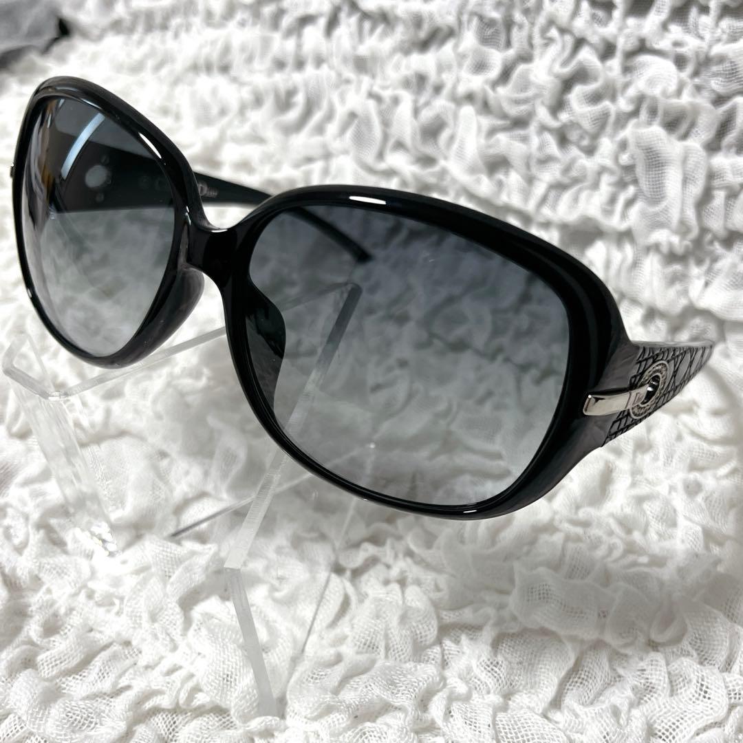 希少✨ラインストーン　Dior ブラック ラウンド型 サングラス　クロコ