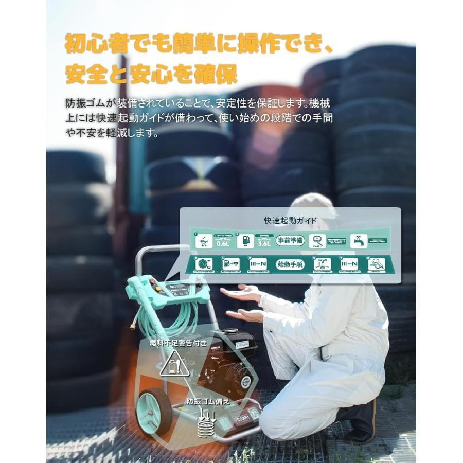 ★効果抜群！★Kareyouエンジン式高圧洗浄機 21Mpa ハイパワー 4つの