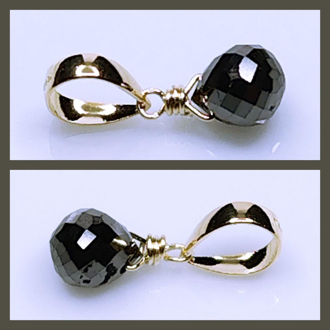 No.1255【K18】ブラックダイヤモンド ドロップカット ペンダントトップ