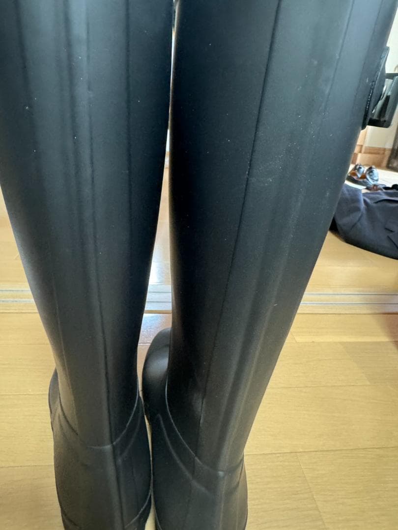 HUNTER ブラック ロングブーツ バックル付き