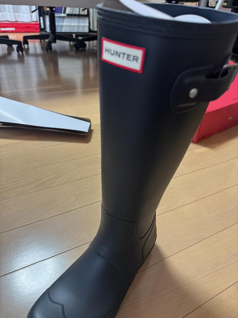 HUNTER ブラック ロングブーツ バックル付き
