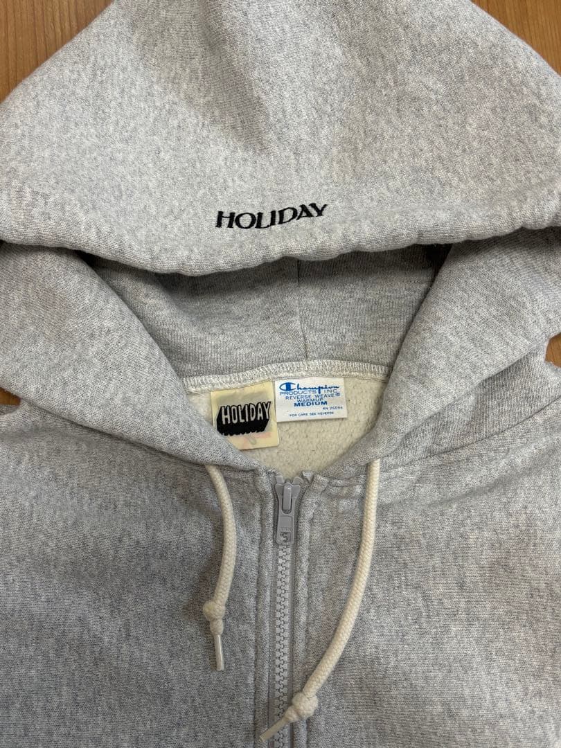 HOLIDAY REVERSE WEAVE ZIP HOODI グレー