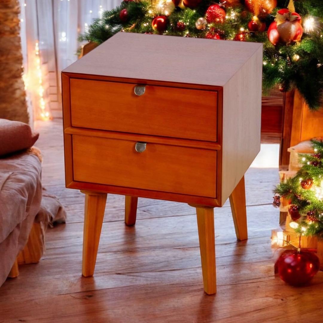 D 新品 サイドテーブル 北欧 収納 テーブル 小物入れ リビング収納 天然木