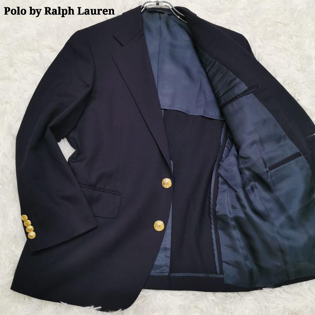 美品 ポロバイラルフローレン 紺ブレ 金ボタン ネイビー Lサイズ