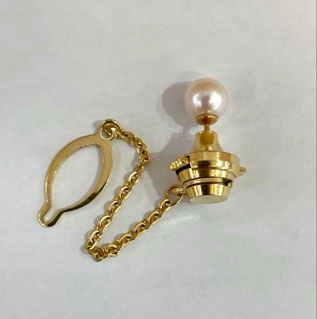 K18 刻印 アコヤパール タイピン 真珠 タイタック カフス 重量3.7g
