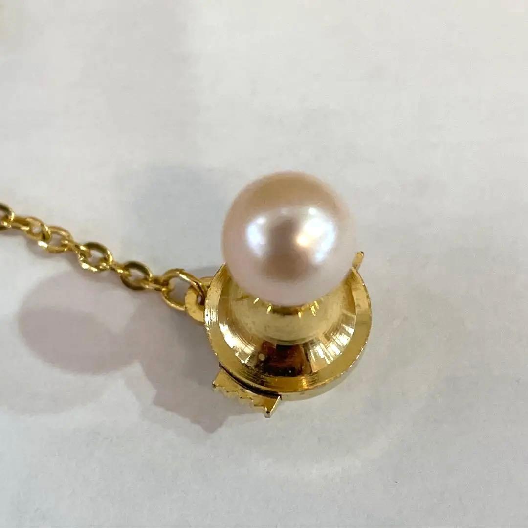 K18 刻印 アコヤパール タイピン 真珠 タイタック カフス 重量3.7g