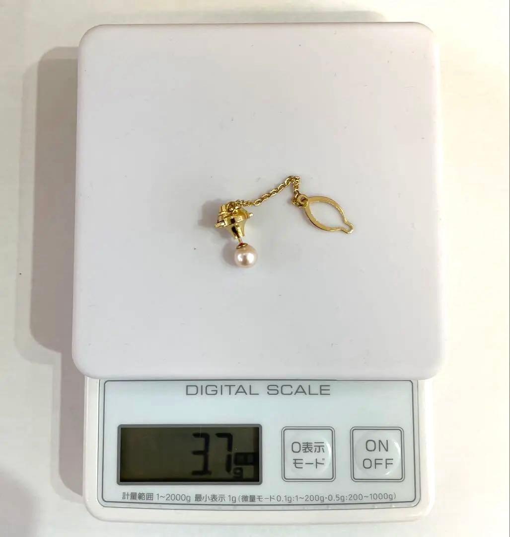 K18 刻印 アコヤパール タイピン 真珠 タイタック カフス 重量3.7g