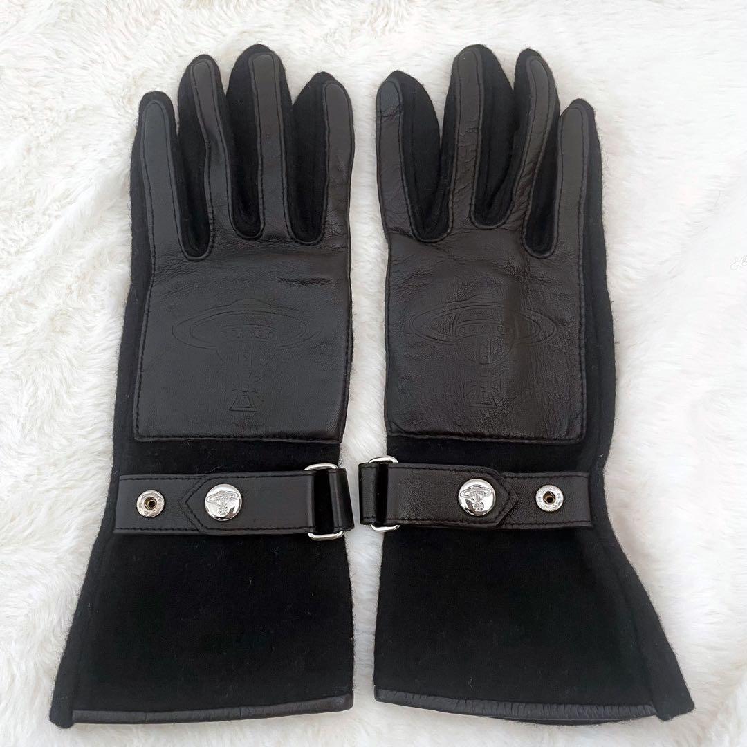【極美品】Vivienne Westwood レザー 手袋 ブラック オーブ