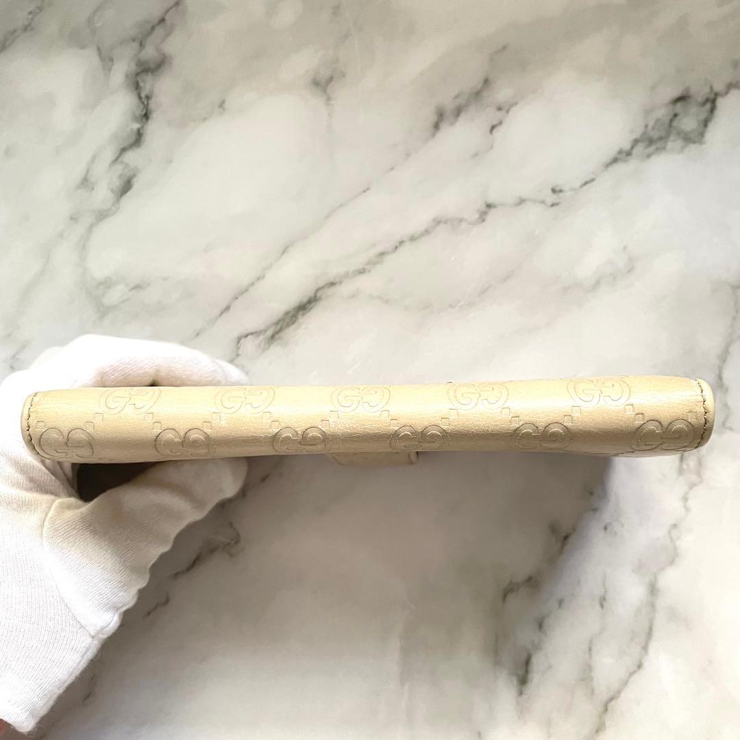 GUCCI グッチ　シマ レザー 長財布　wホック　メタルロゴ　美品0121-⑤