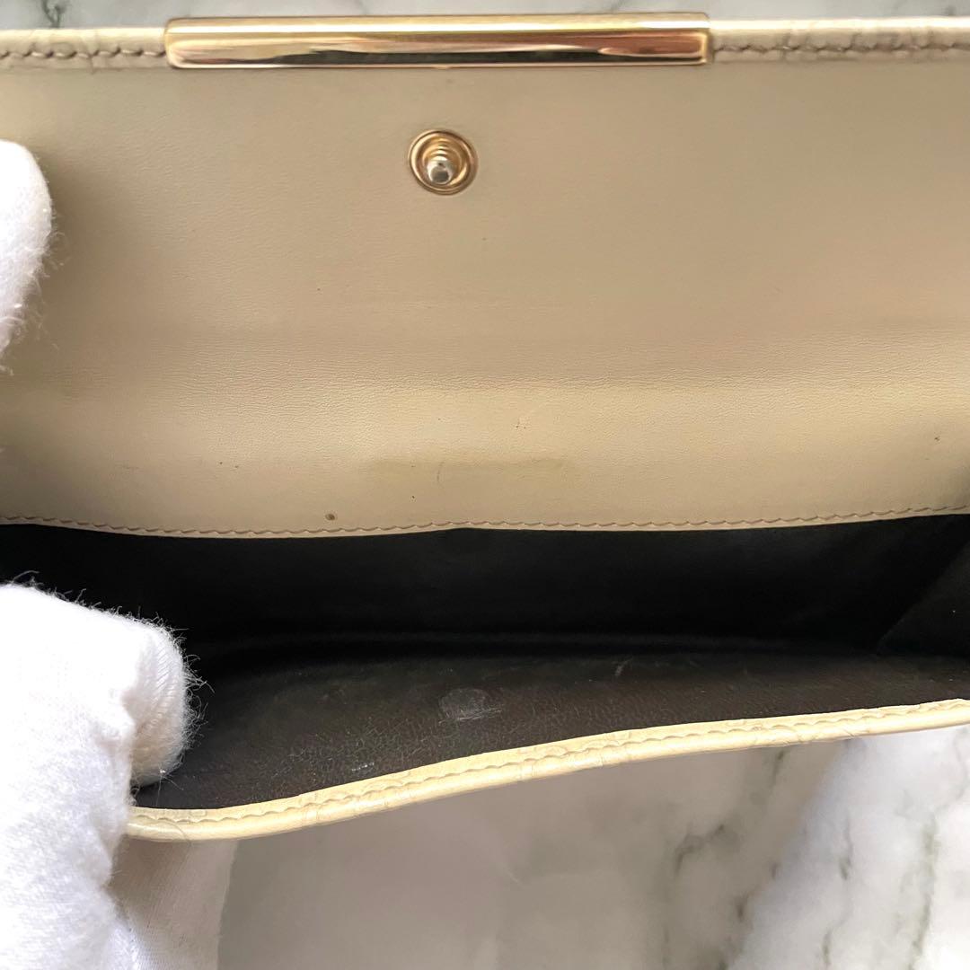 GUCCI グッチ　シマ レザー 長財布　wホック　メタルロゴ　美品0121-⑤