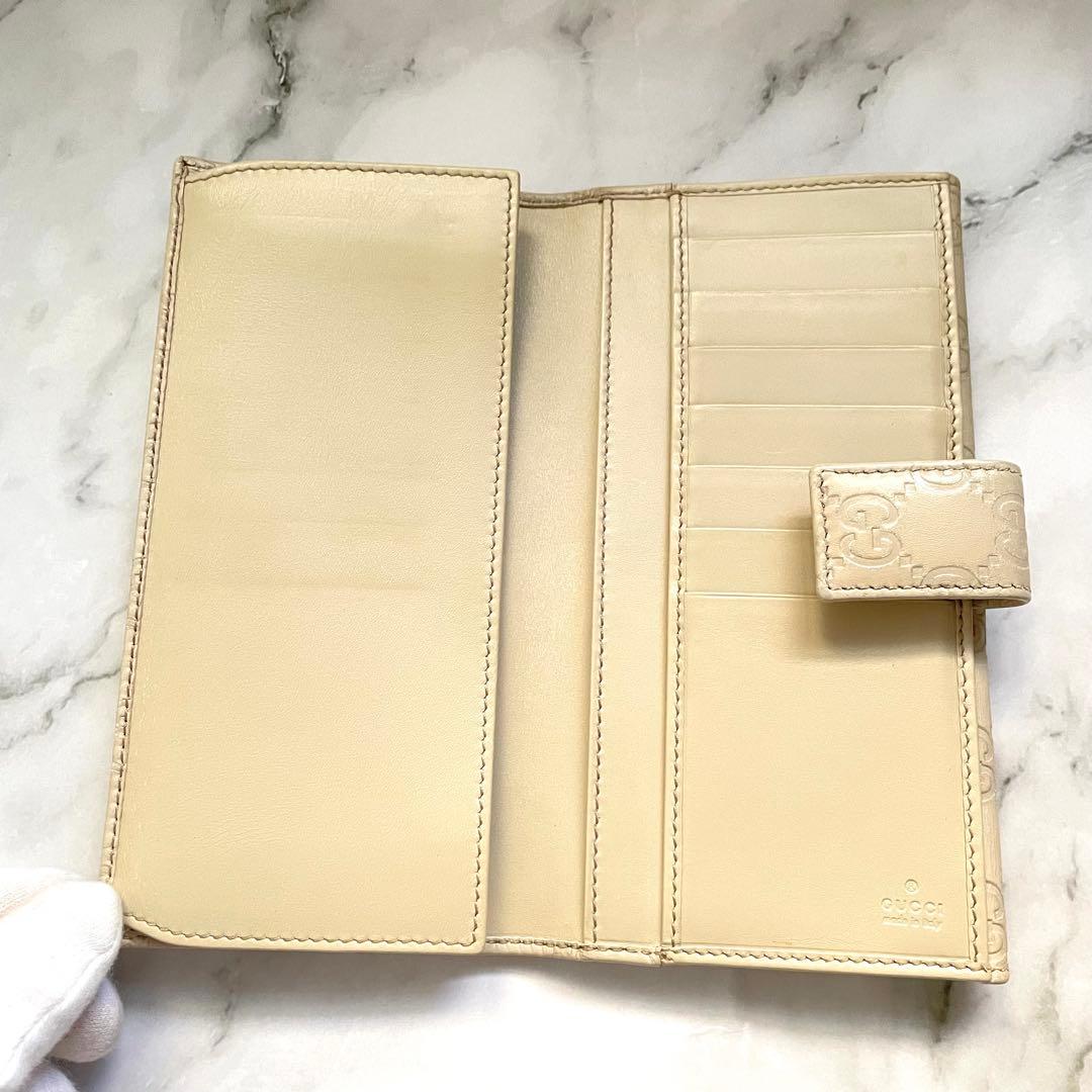 GUCCI グッチ　シマ レザー 長財布　wホック　メタルロゴ　美品0121-⑤