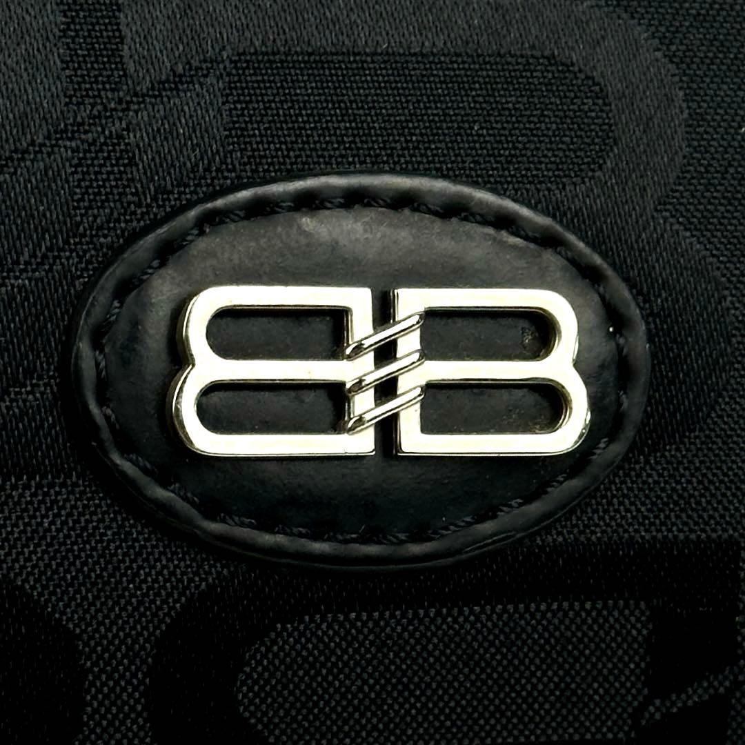 【美品】バレンシアガ　ハンドバッグ　BB　総柄　シルバー金具　ナイロン　レザー