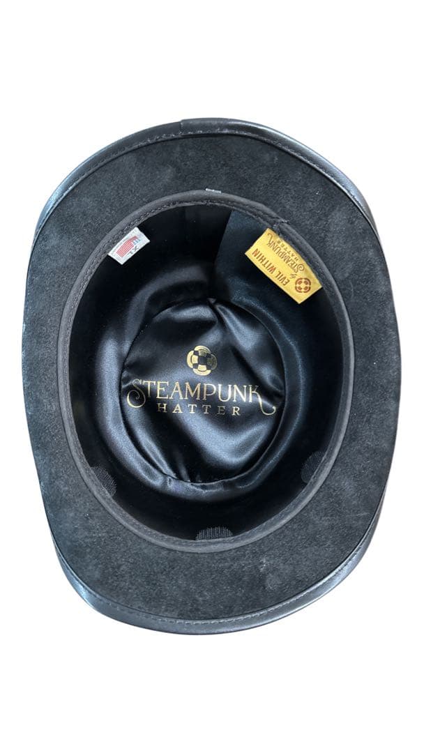 スチームパンク ブラック ハット アメリカ製 レア　希少　コスプレ　レザー