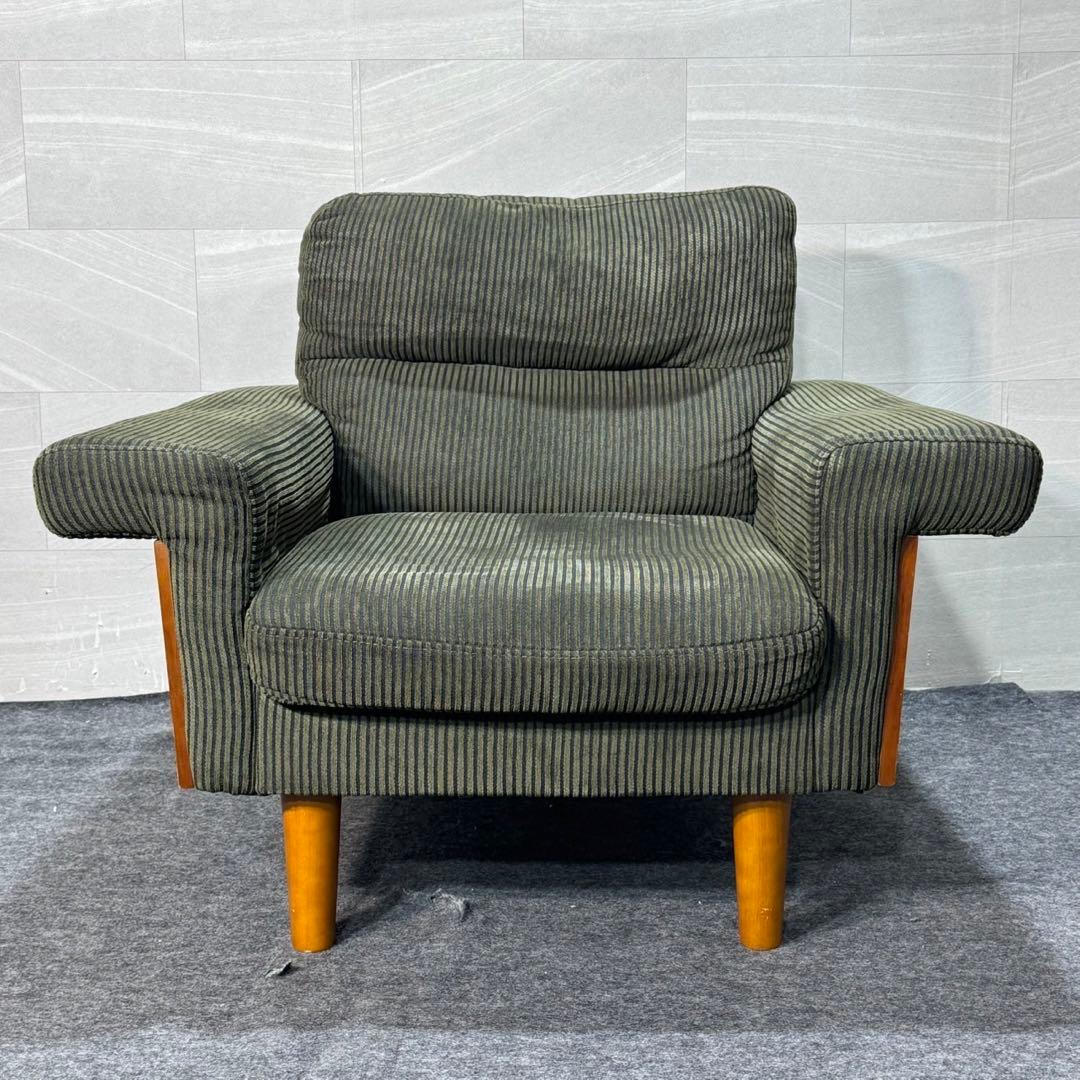 ソファ 幅93cm 1人掛け コーデュロイ ファブリック 木製 d3908