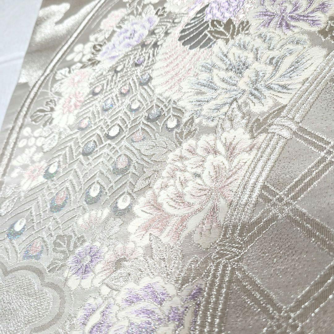 青紫色桜訪問着と袋帯・帯揚げ帯締めの4点フルセット