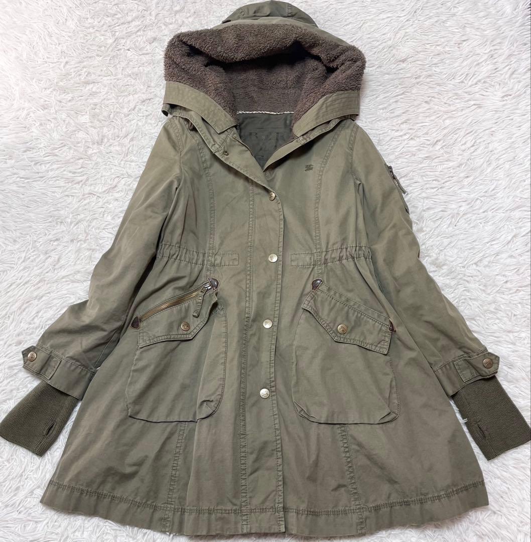 BURBERRY BLUE LABEL キルティングライナー付きモッズコート